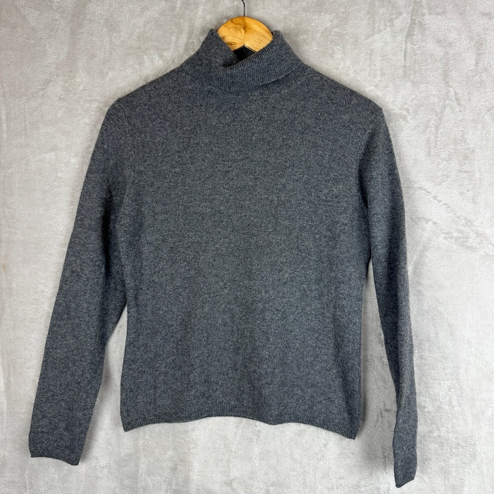 Charter Club 100% Cashmere Heather Gray Turtleneck Sweater Medium Long Sleeve